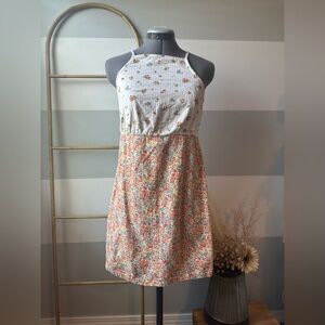 American Eagle Outfitters Orange Floral Halter Dress